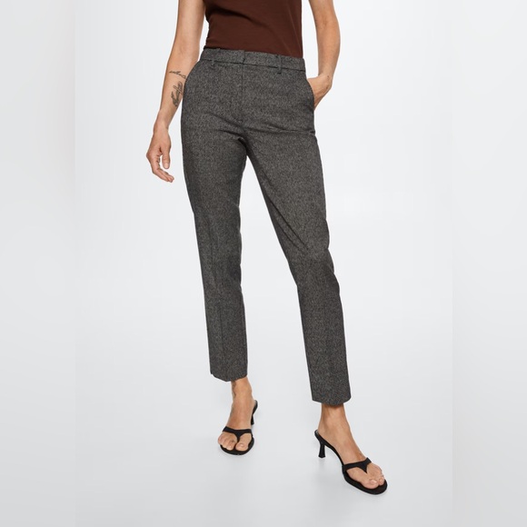 MANGO SKINNY HOUNDSTOOTH SUIT PANTS - Picture 1 of 4